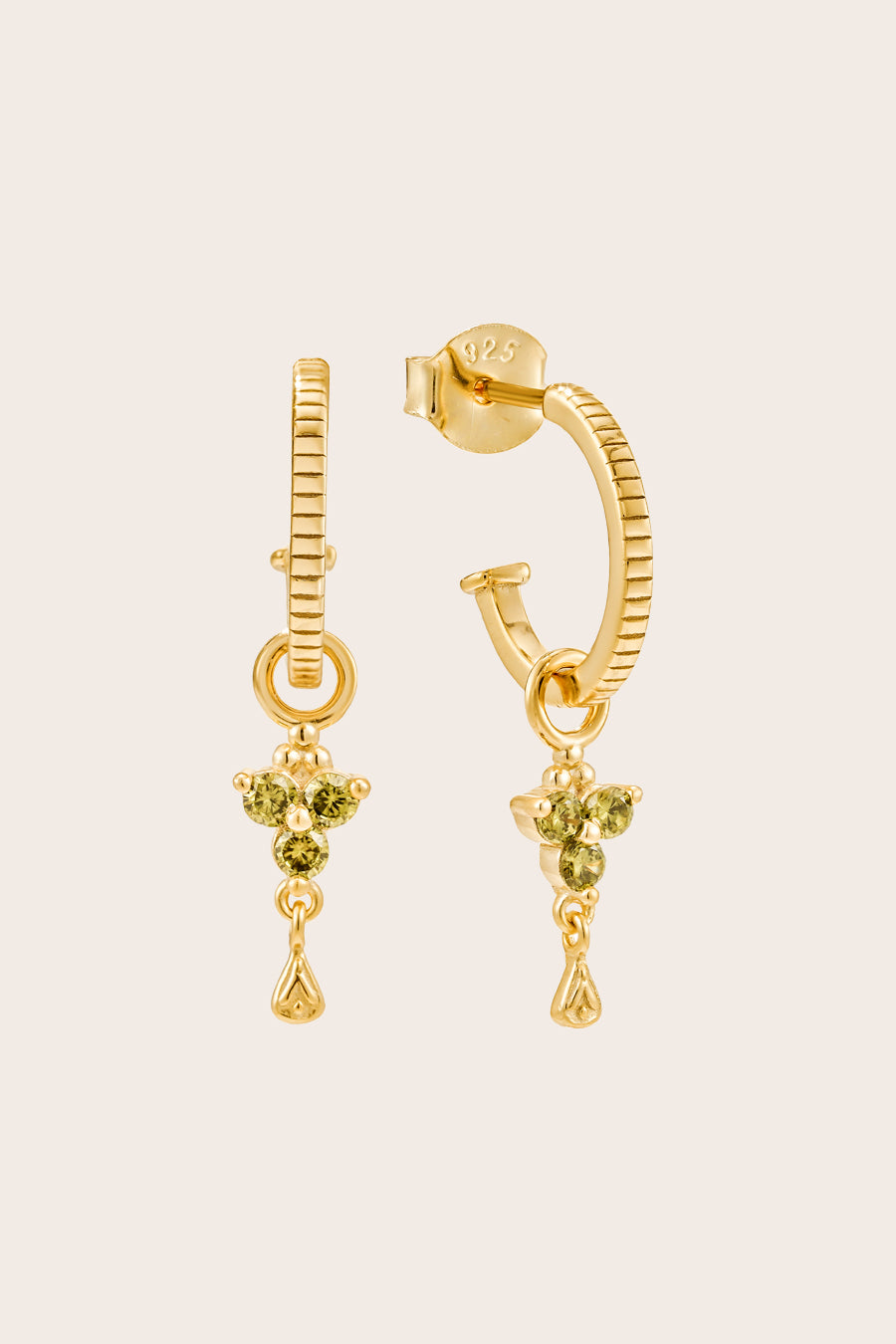 Gold Birthstone Hoops - August/Peridot