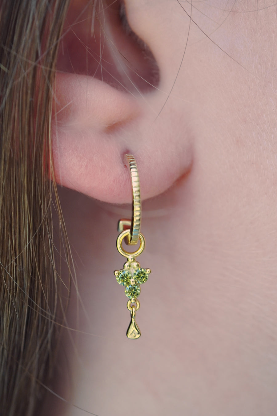 Gold Birthstone Hoops - August/Peridot