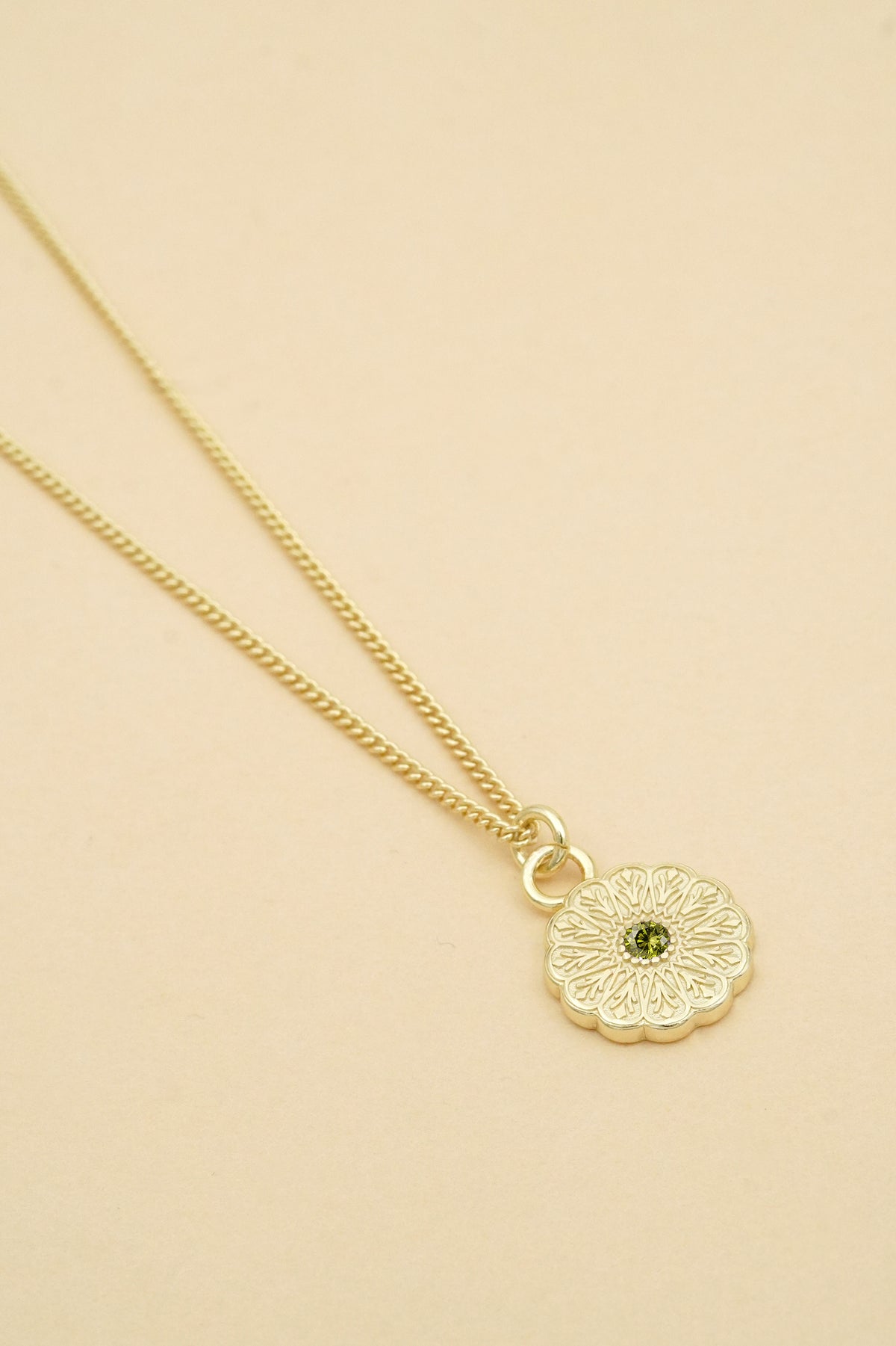 Gold Birthstone Necklace - August/Peridot