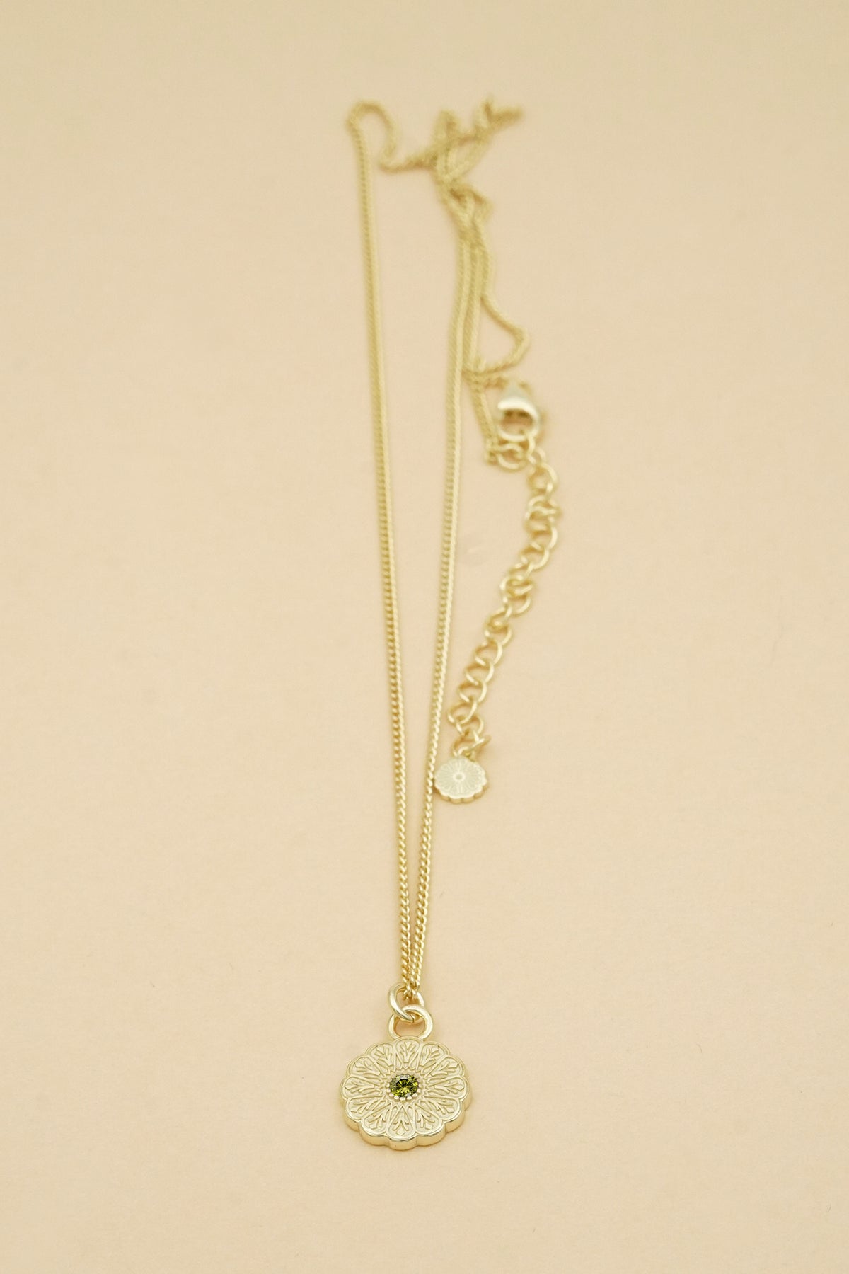 Gold Birthstone Necklace - August/Peridot