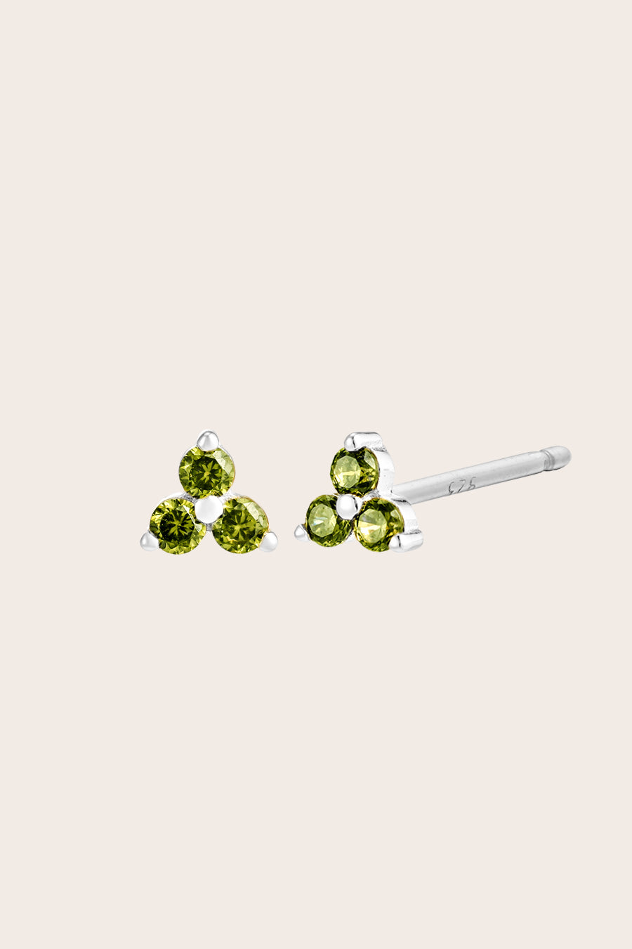 Silver Birthstone Studs - August/Peridot