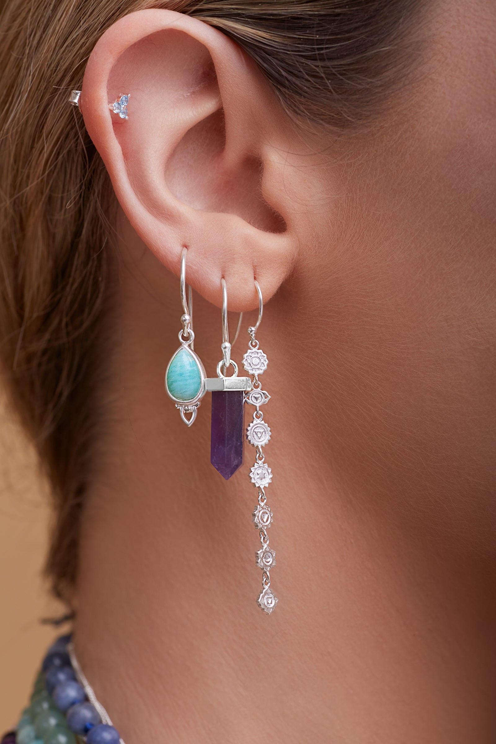 Seven Chakras Earrings Silver