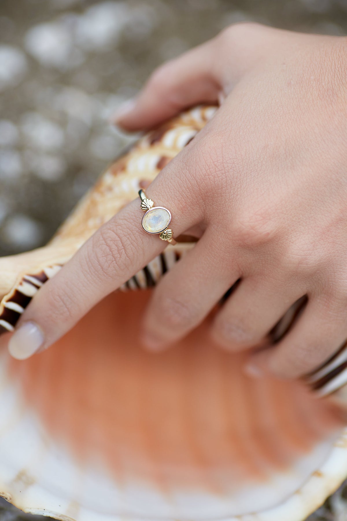 Gold Moonstone Intuition Ring