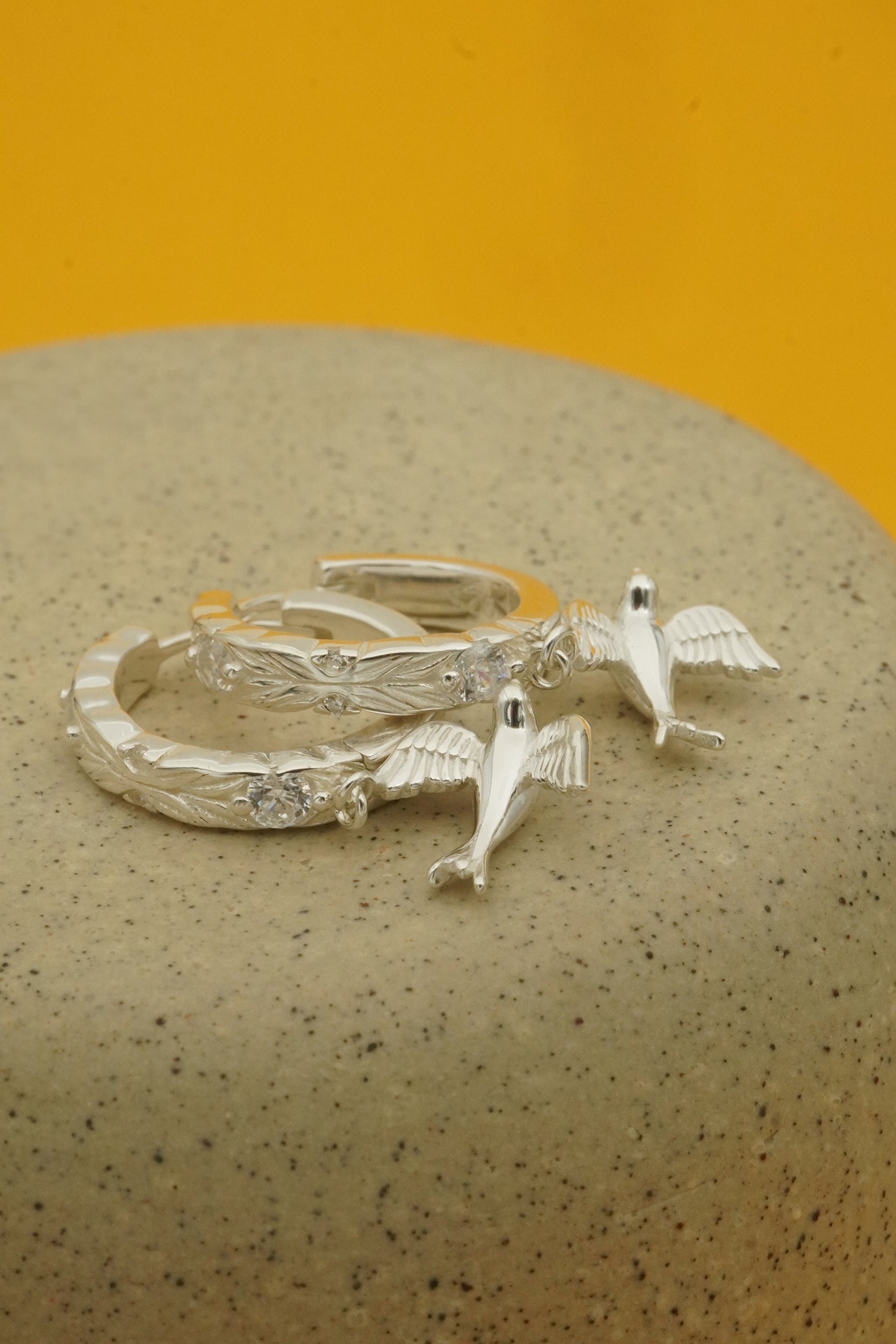 New Horizons Silver Hoops | Bird Huggie Hoop Earrings NZ