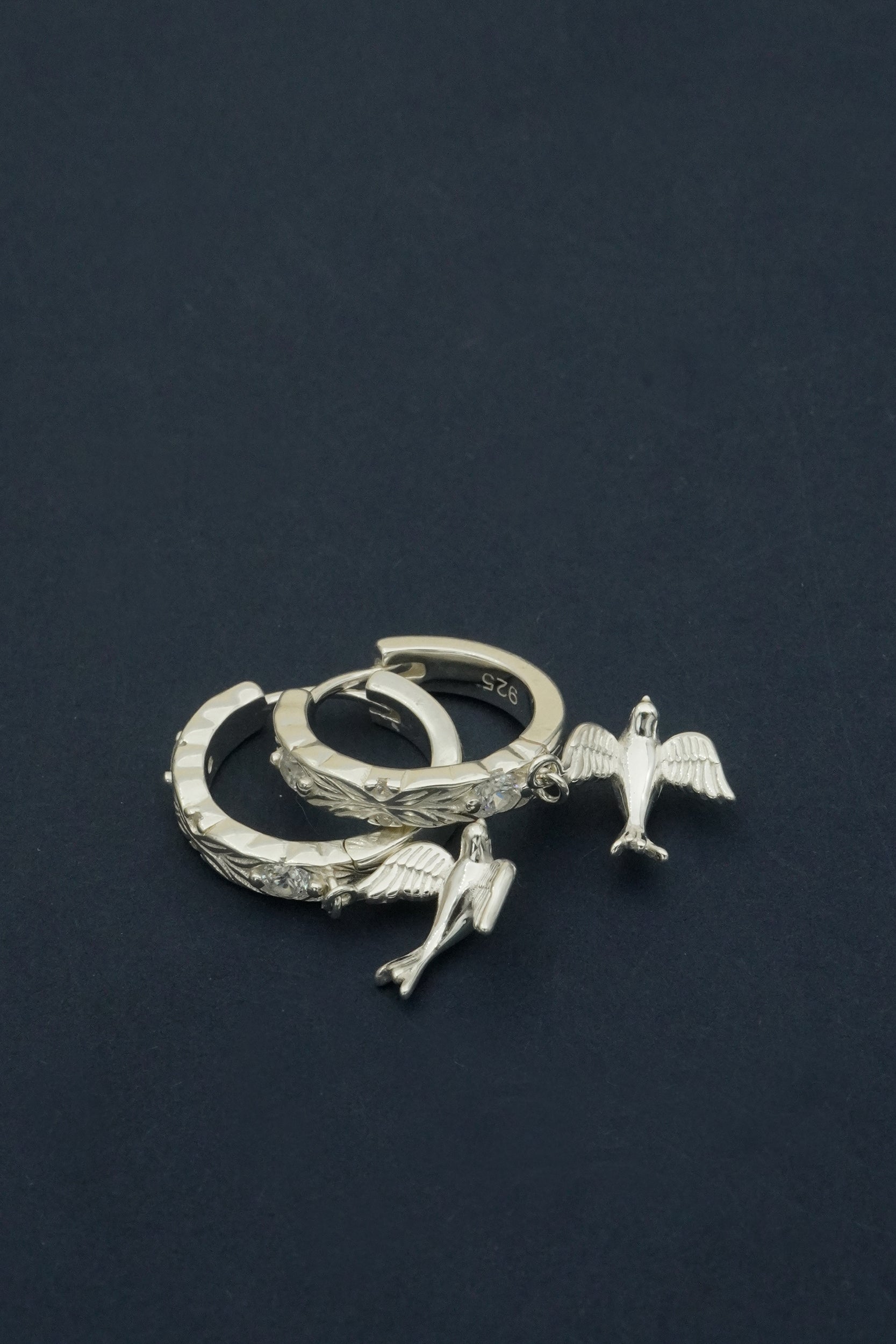 New Horizons Silver Hoops | Bird Huggie Hoop Earrings NZ
