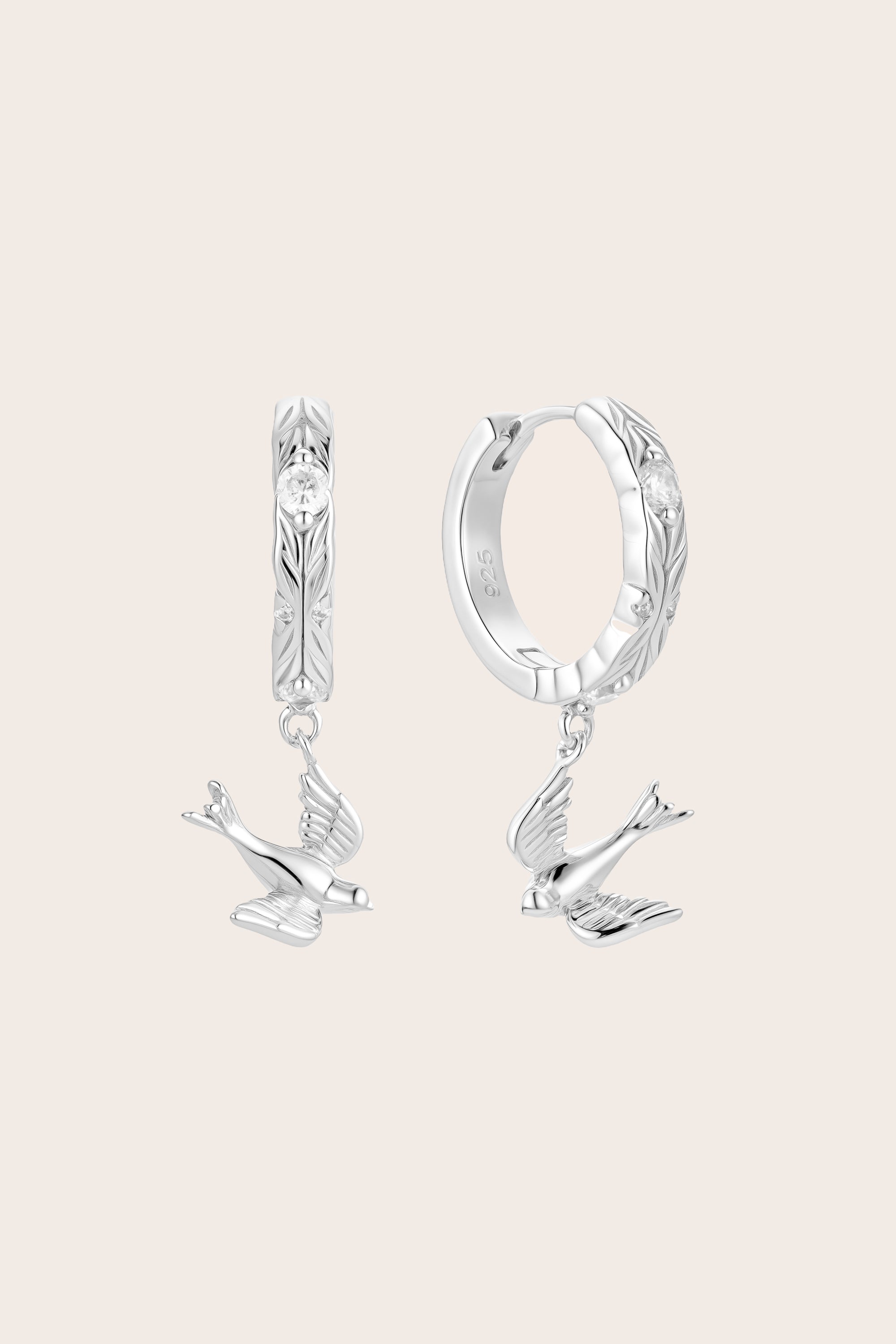 New Horizons Silver Hoops | Bird Huggie Hoop Earrings NZ