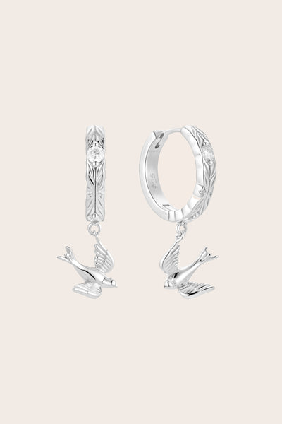 New Horizons Silver Hoops | Bird Huggie Hoop Earrings NZ