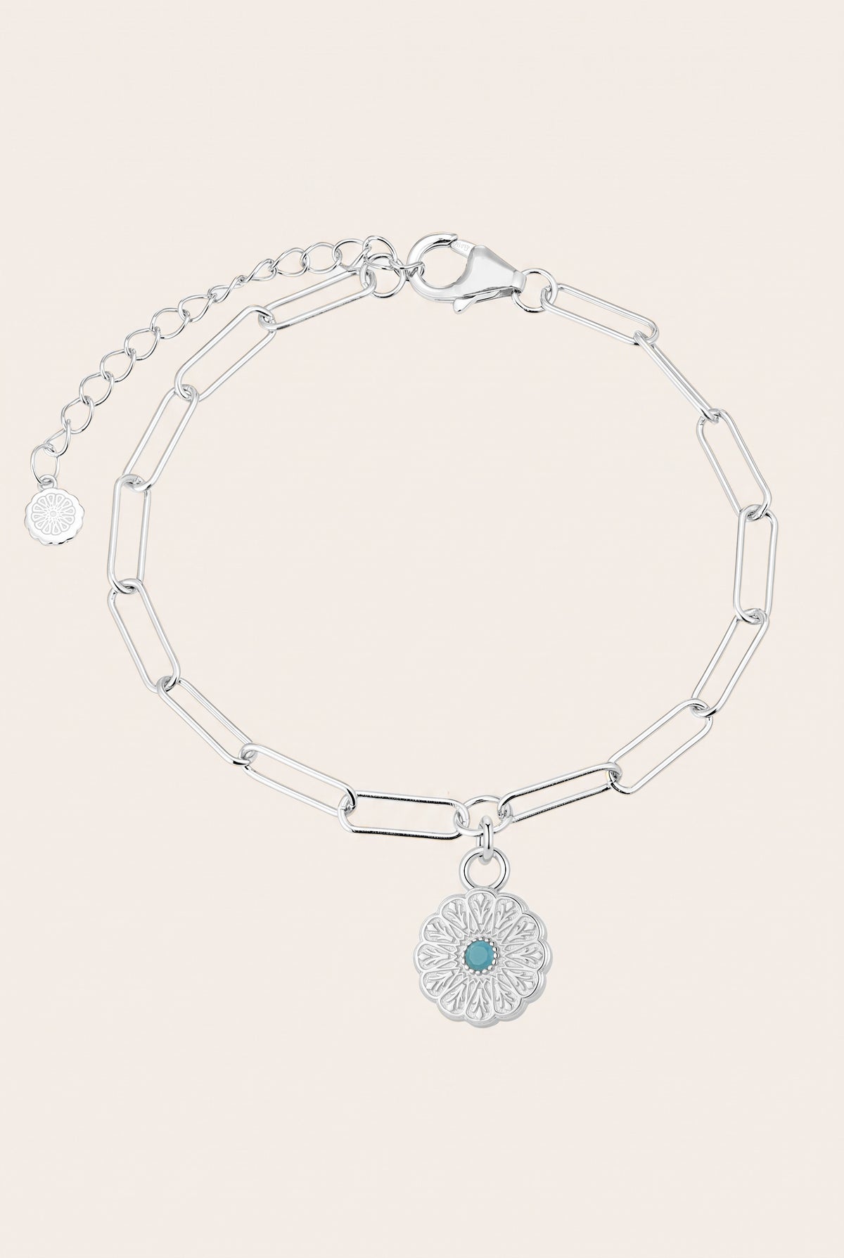 Silver Birthstone Bracelet - December/Turquoise