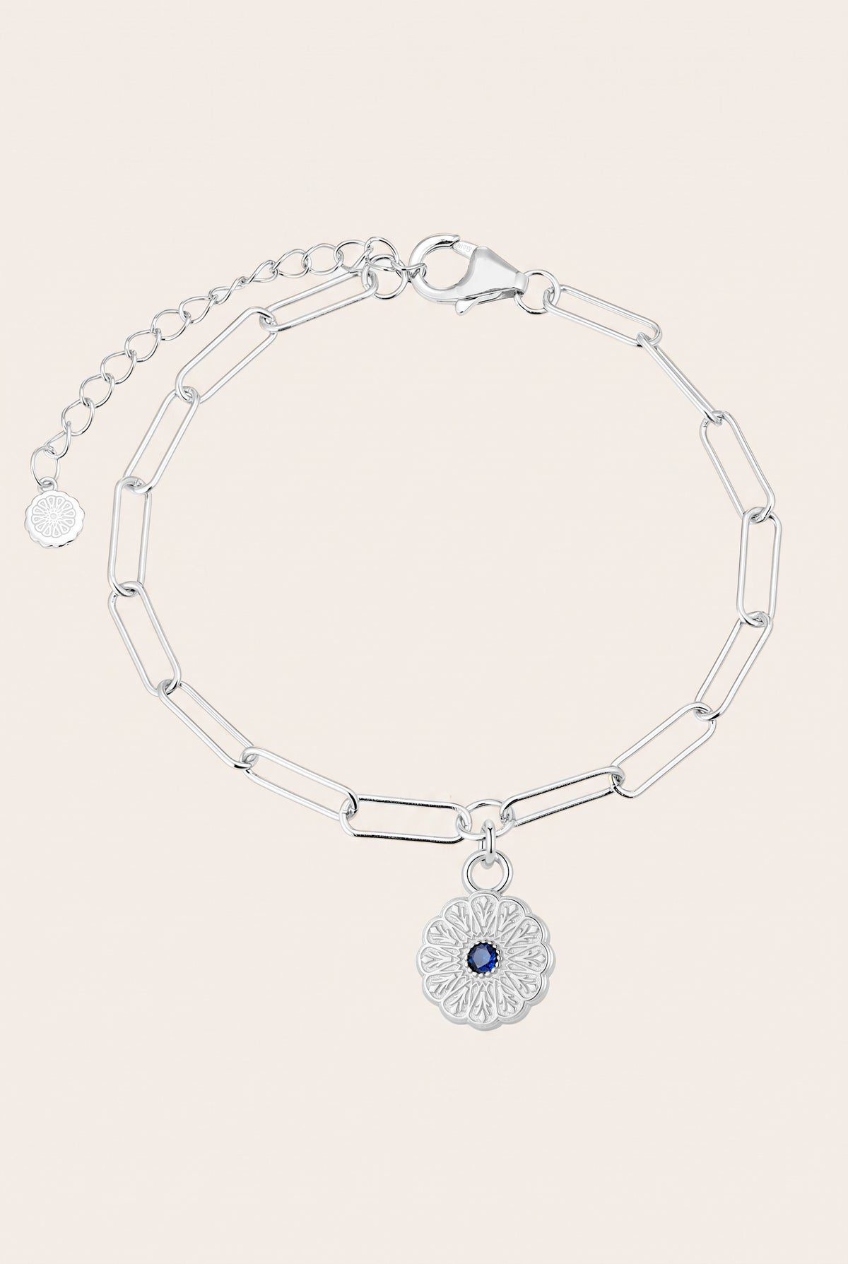 Silver Birthstone Bracelet - September/Sapphire