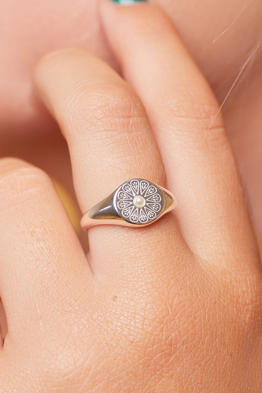 Silver April Signet Birthstone Ring - Designed in NZ