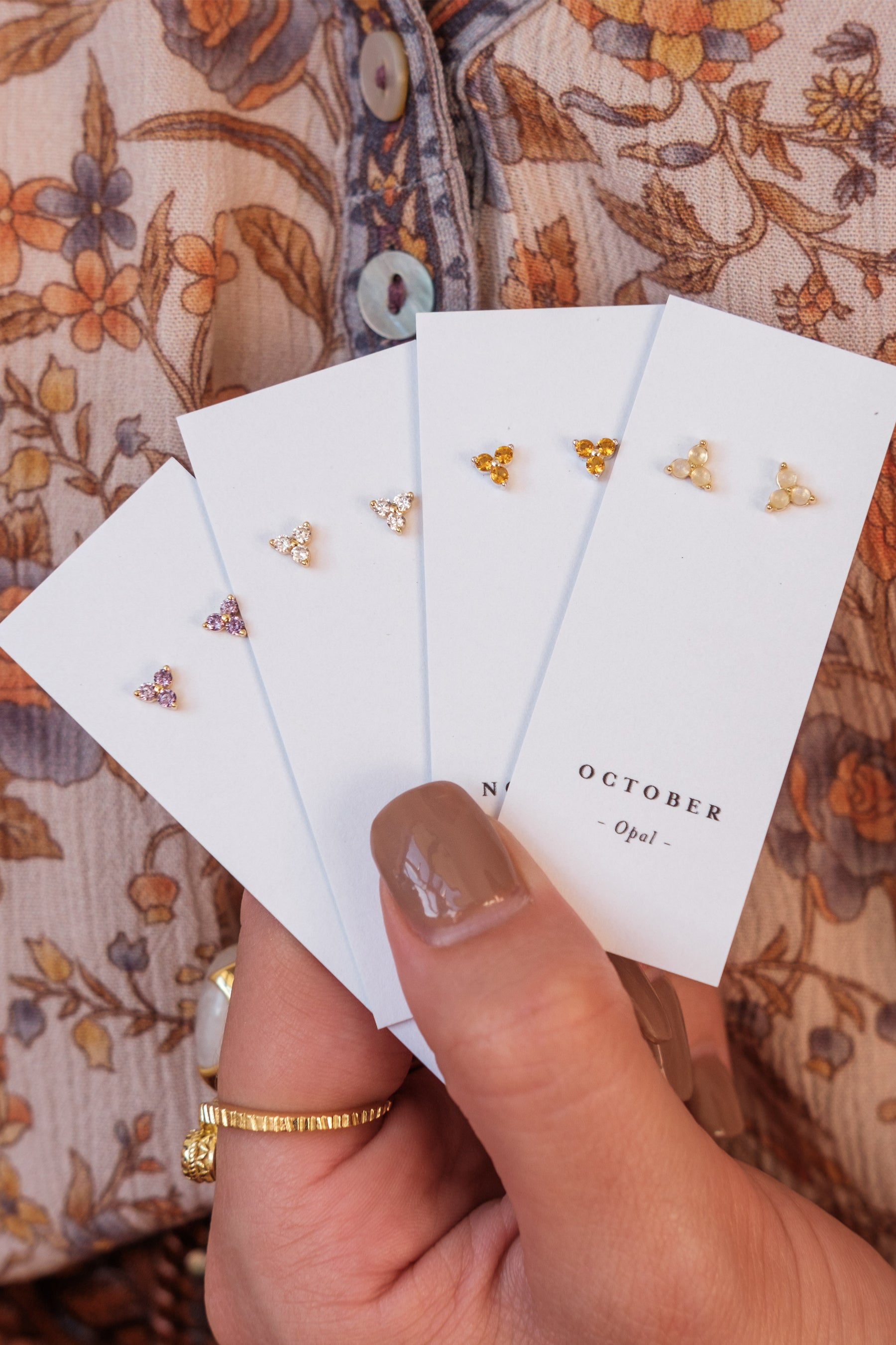 Birthstone Studs Set of 3 - Silver