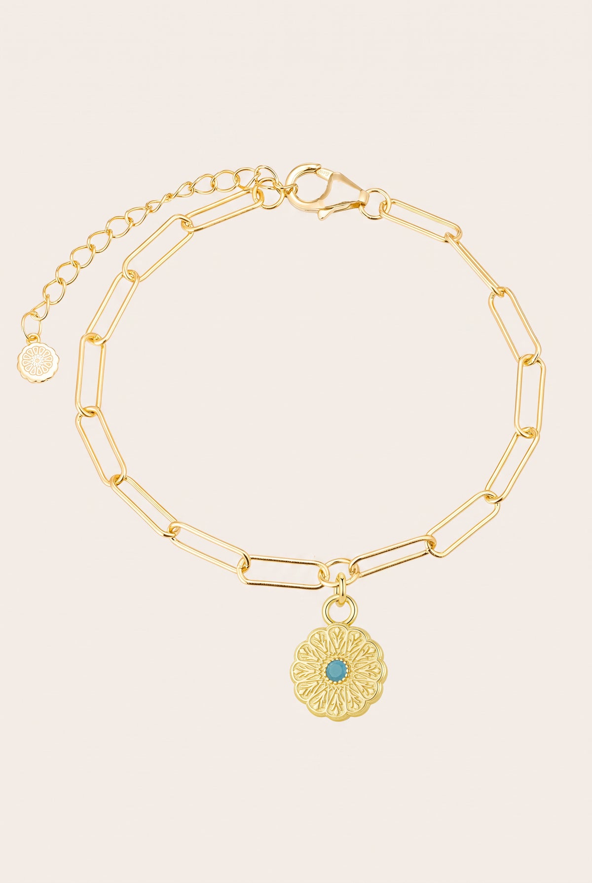 Gold Birthstone Bracelet - December/Turquoise