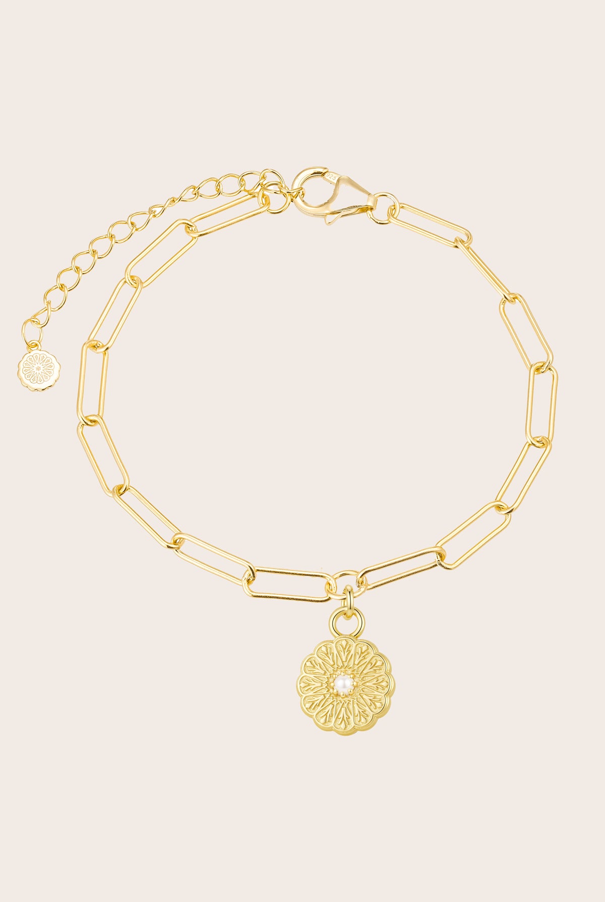 Gold Birthstone Bracelet - June/Pearl