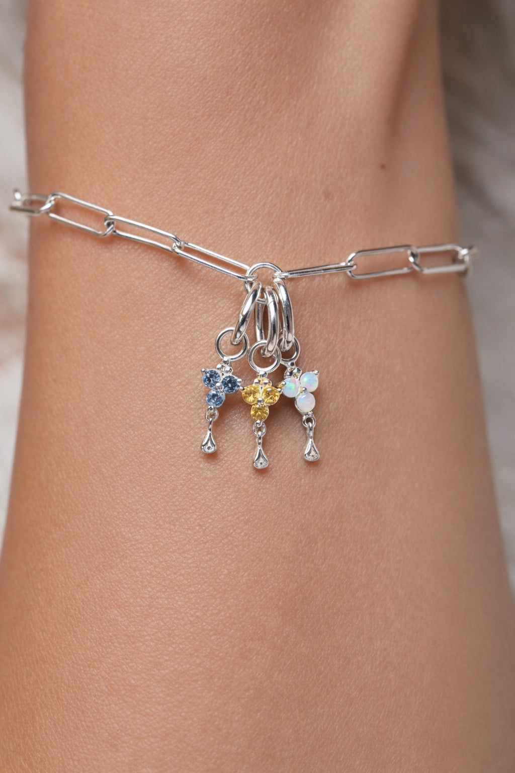 Custom Birthstone Bracelet - Silver