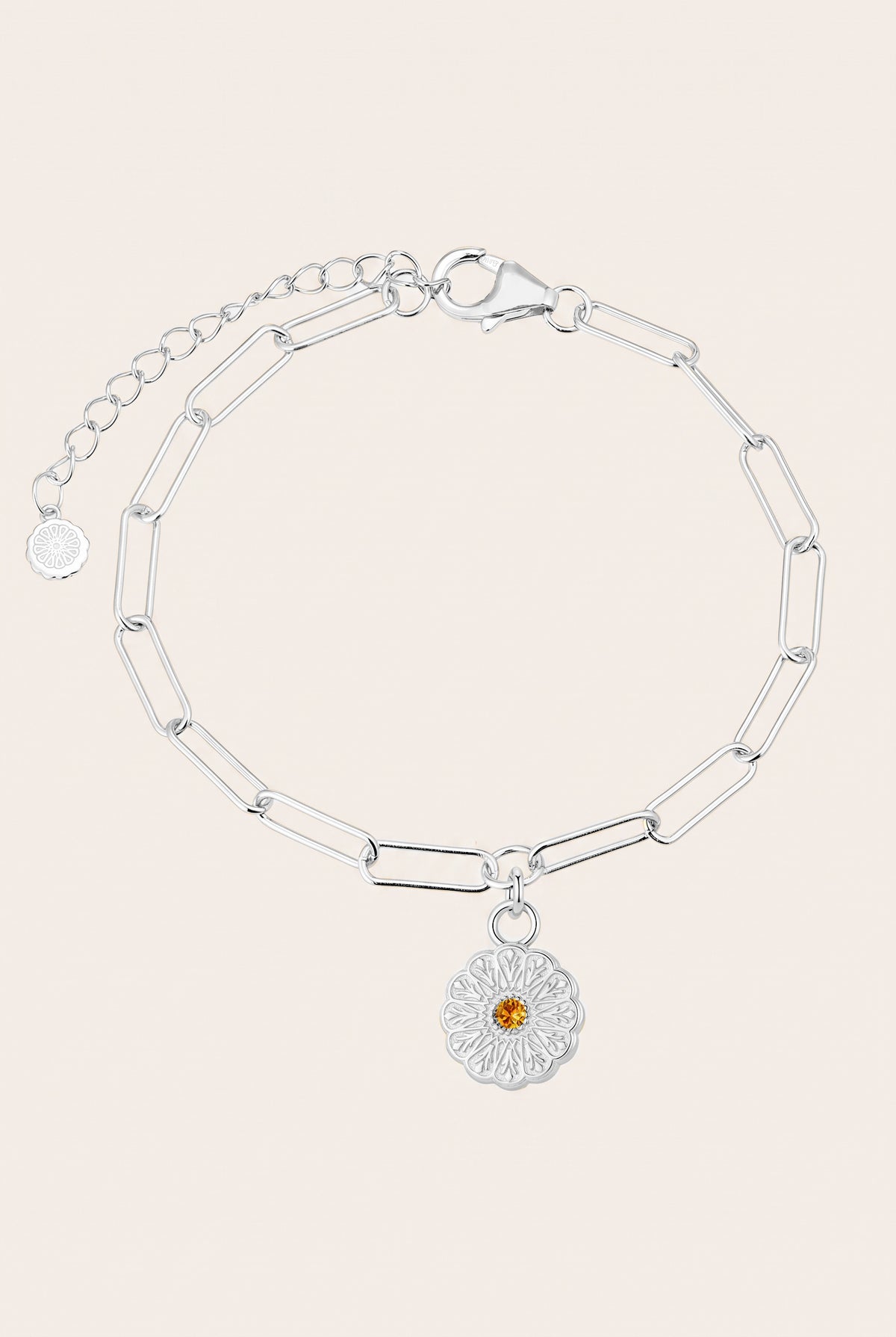 Silver Birthstone Bracelet - November/Citrine