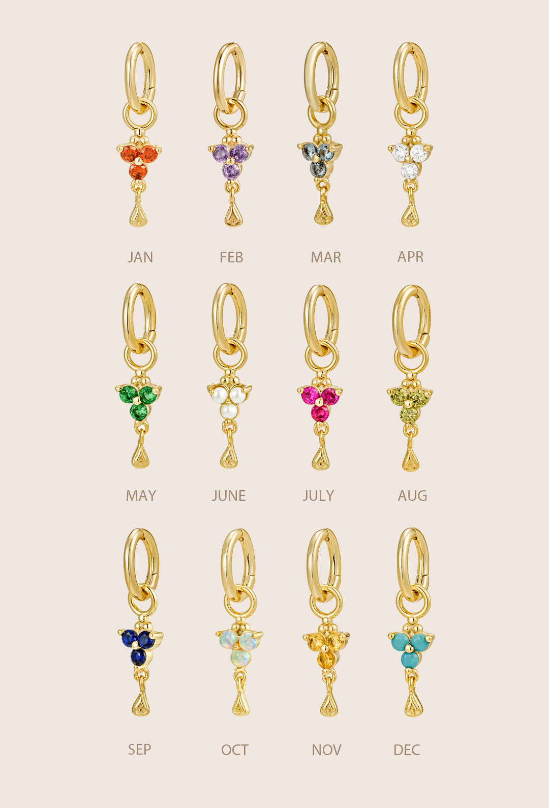 Custom Birthstone Necklace - Gold