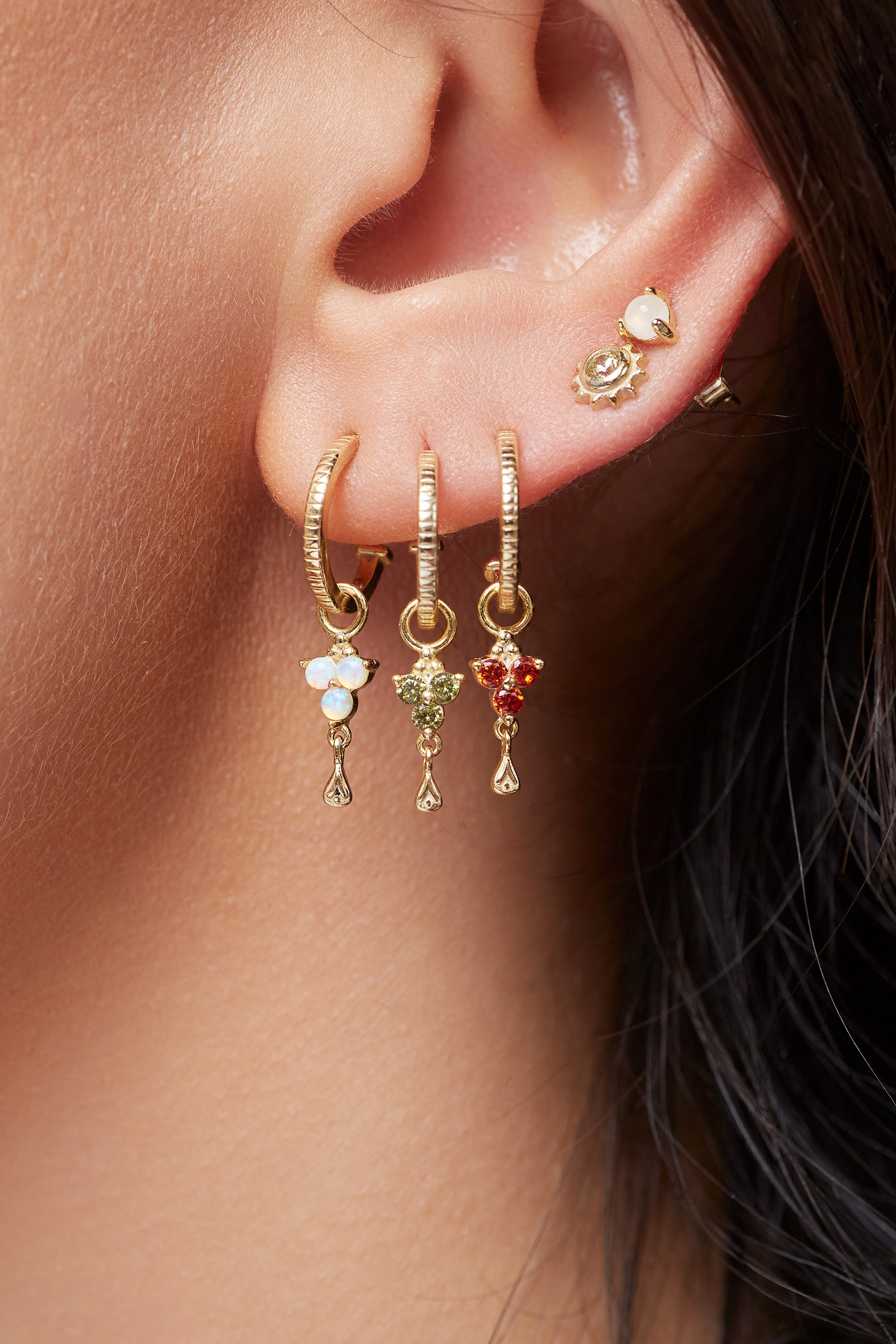 Gold Birthstone Hoops - August/Peridot