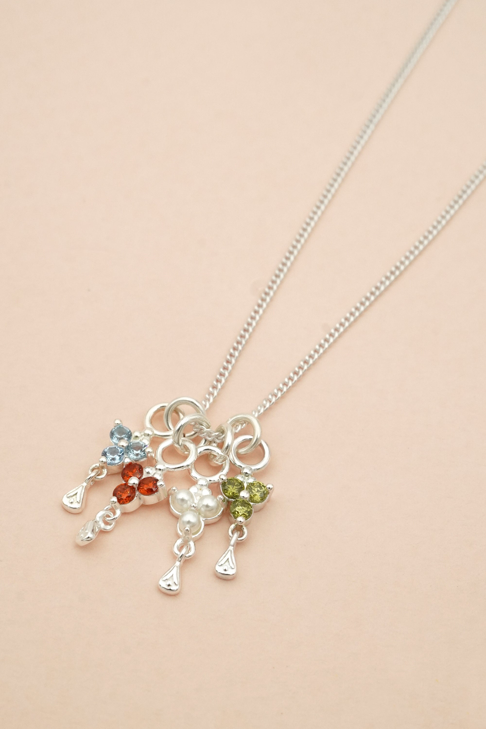 Custom Birthstone Necklace - Silver