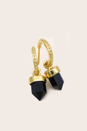 blue crystal gemstone huge hoop earrings in gold