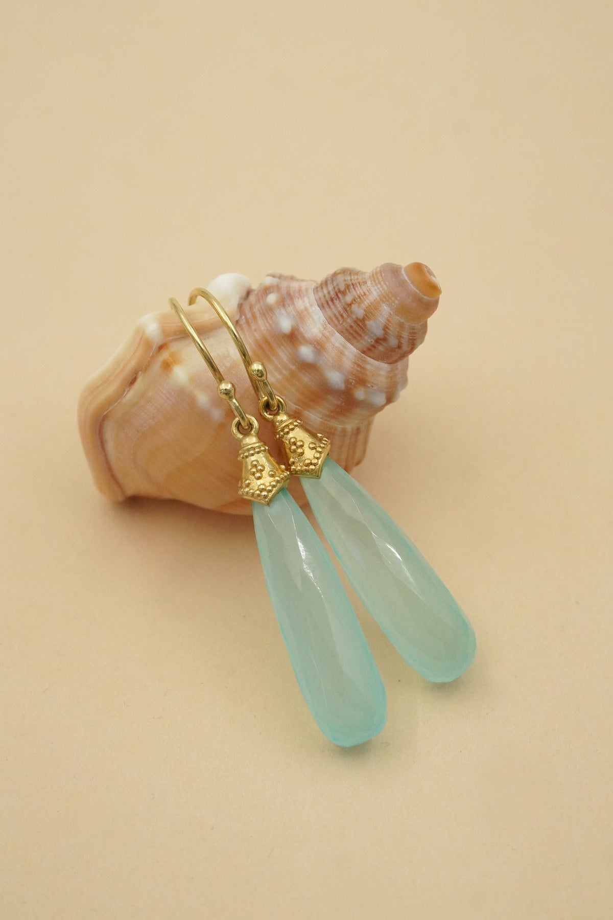 Gold Aqua Chalcedony Serene Earrings