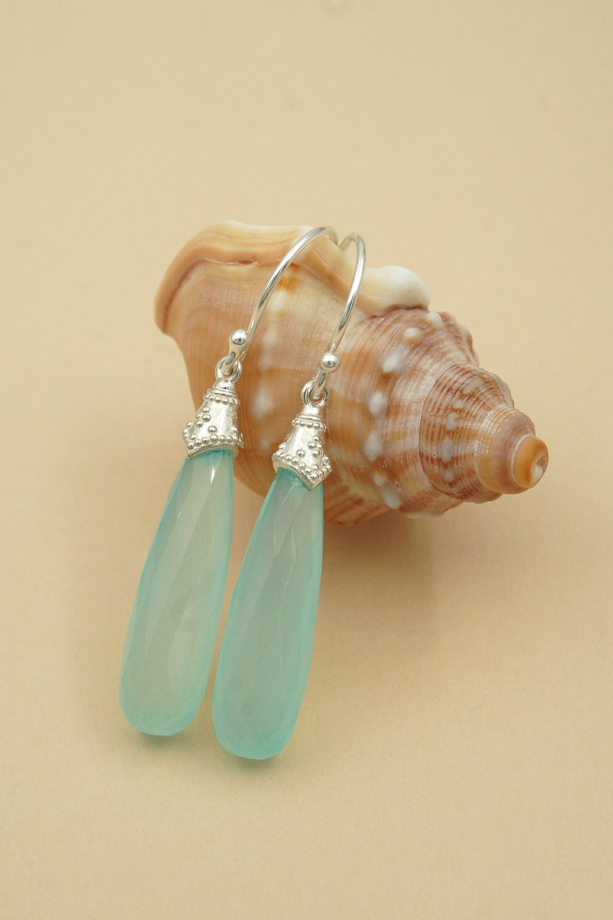 Silver Aqua Chalcedony Serene Earrings