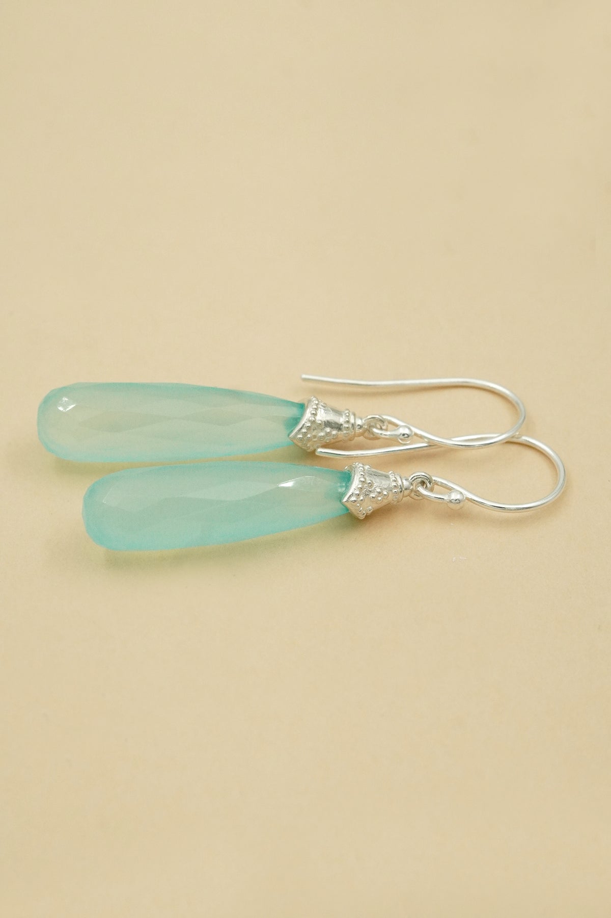 Silver Aqua Chalcedony Serene Earrings