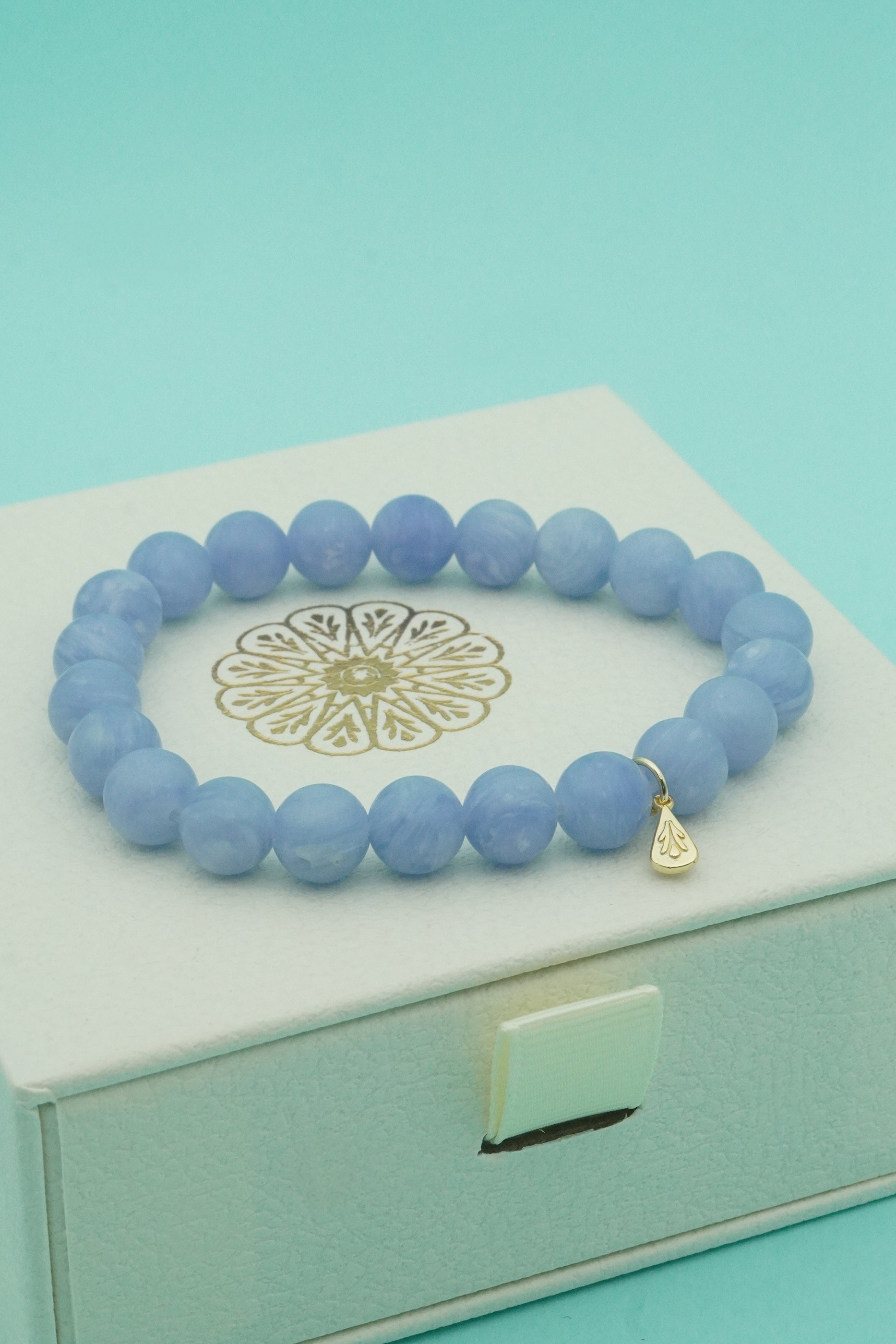 Blue Lace Agate Quiet Mind Bracelet - Gold