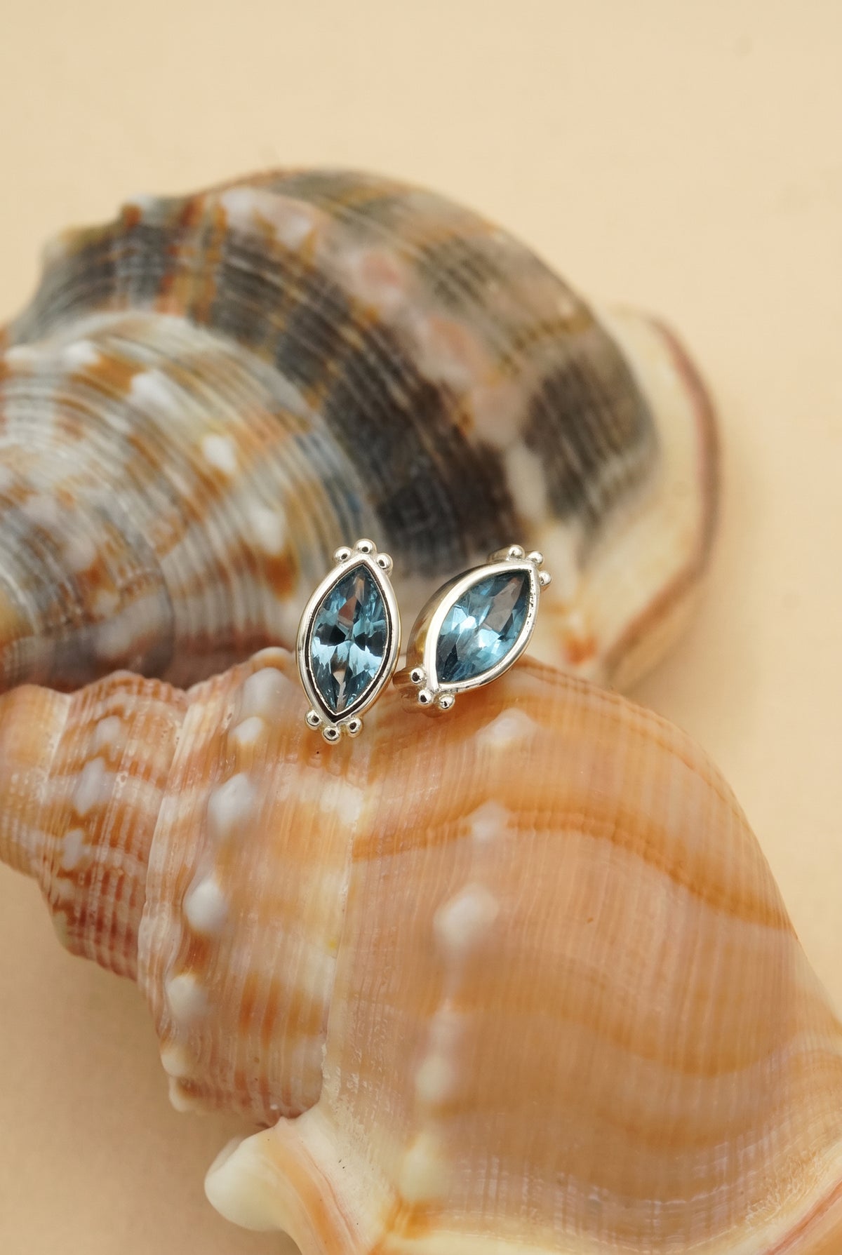 Silver Into The Blue Studs