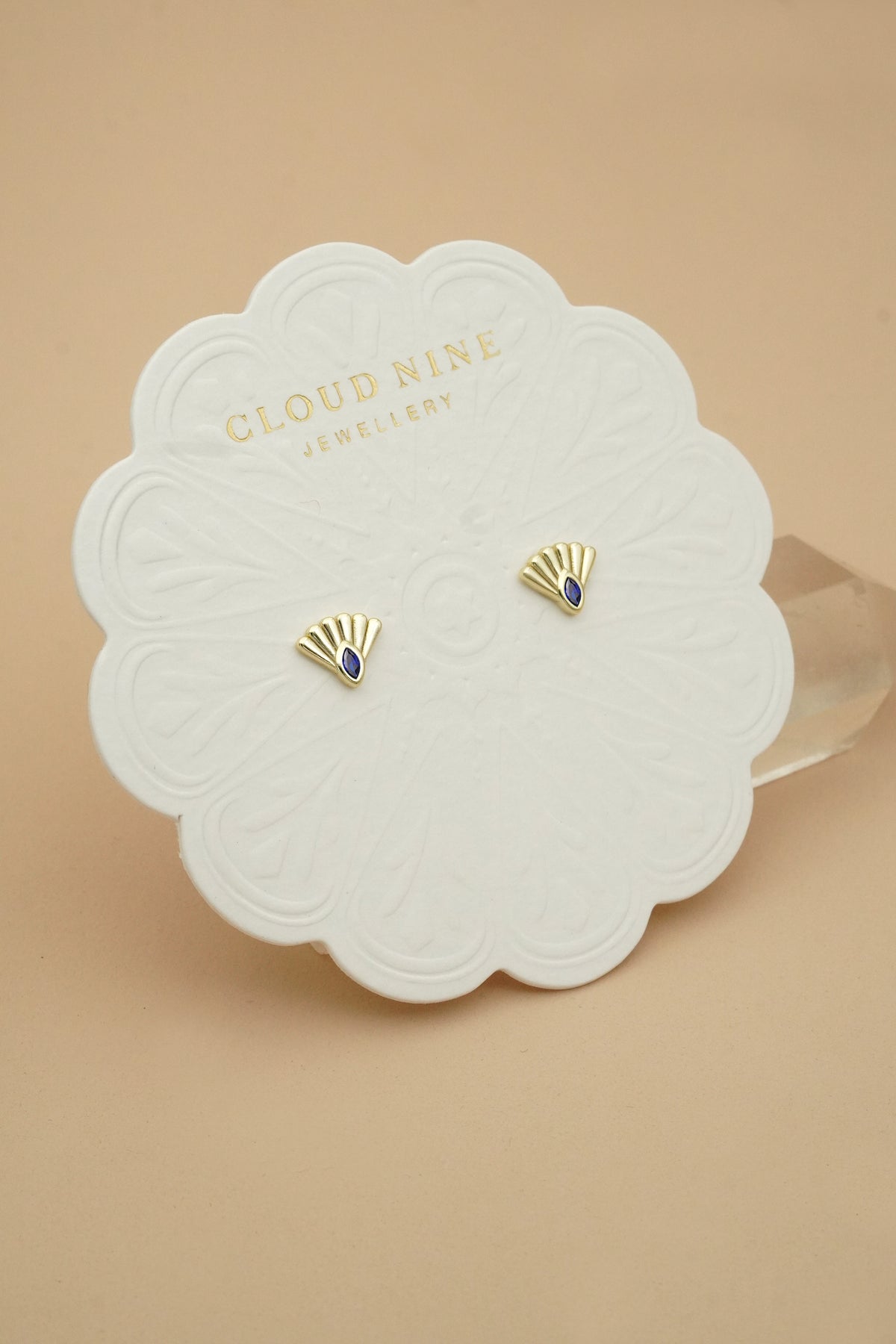 Fantail Studs Blue - Gold