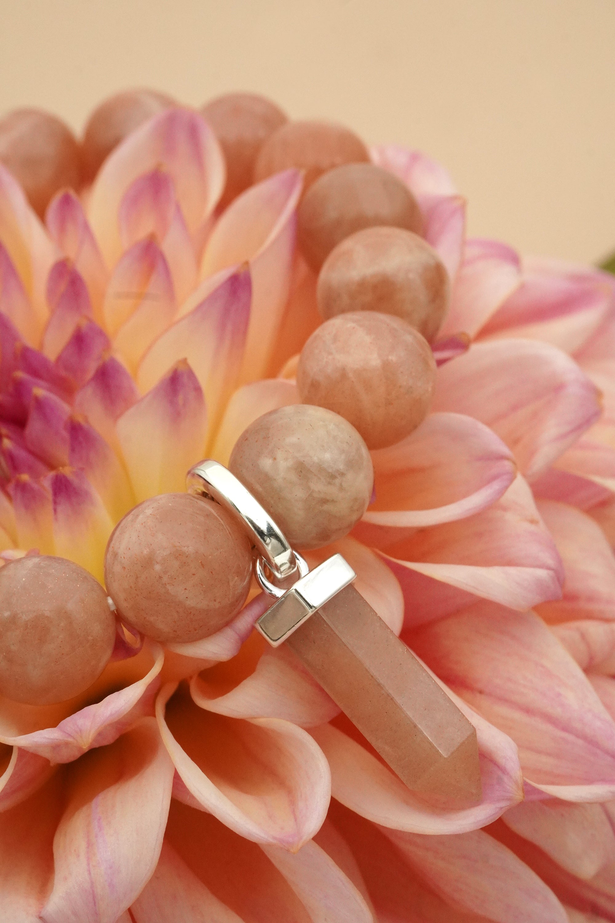Intuitive Soul Peach Moonstone Bracelet - Silver