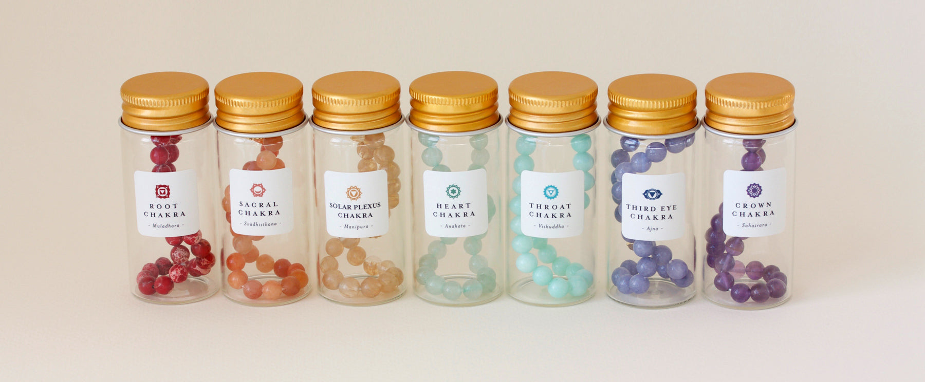Chakra Healing Gemstone Bracelets with charm inside bottles
