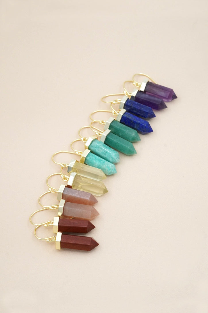 Peach Moonstone Creative Flow Earrings - Gold