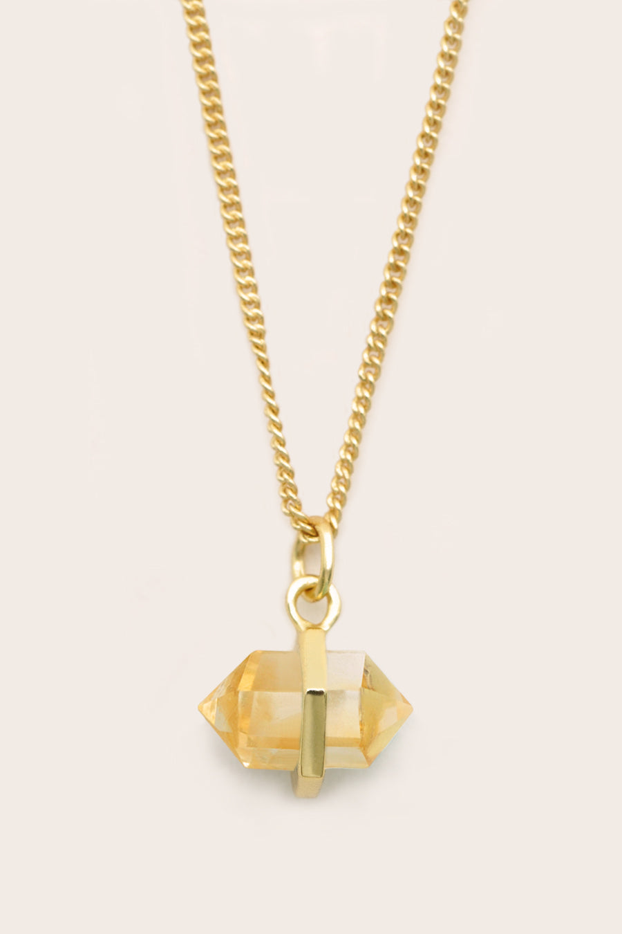 yellow citrine abundance crystal necklace in gold