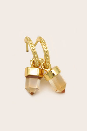 yellow citrine abundance crystal hoop earrings in gold