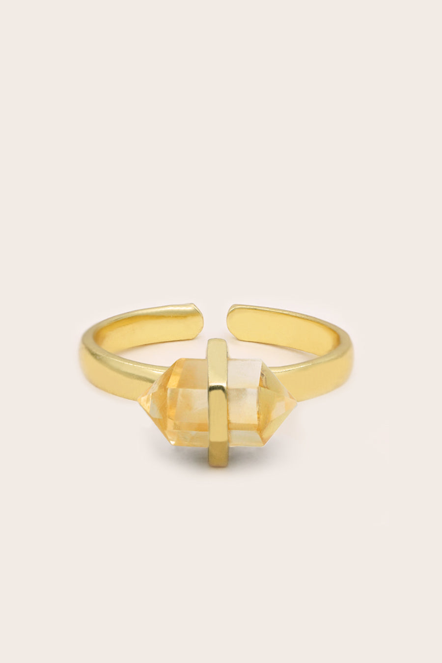 yellow citrine abundance crystal ring  in gold