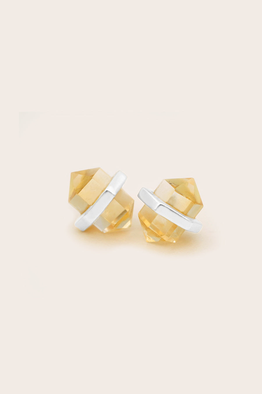 yellow citrine abundance crystal studs in silver