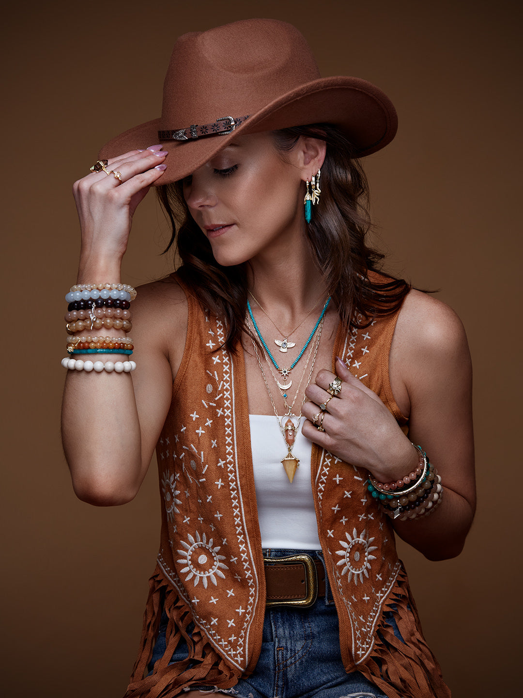 Turquoise Wanderer Earrings - Gold