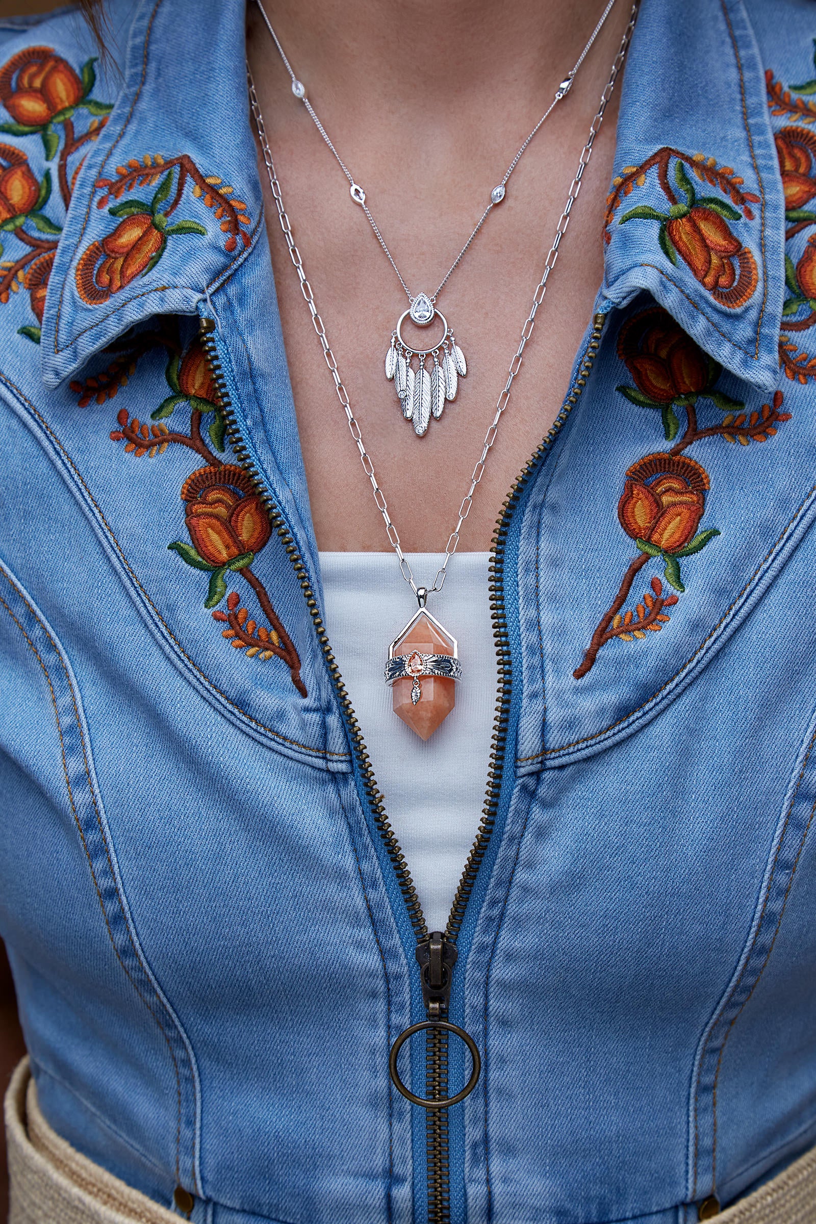 Trust The Path Feather Necklace - Silver