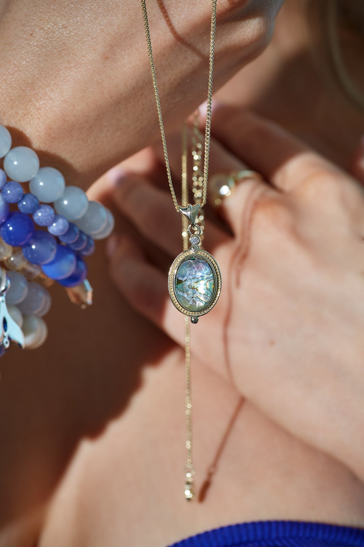 Gold Hidden Light Pāua Necklace