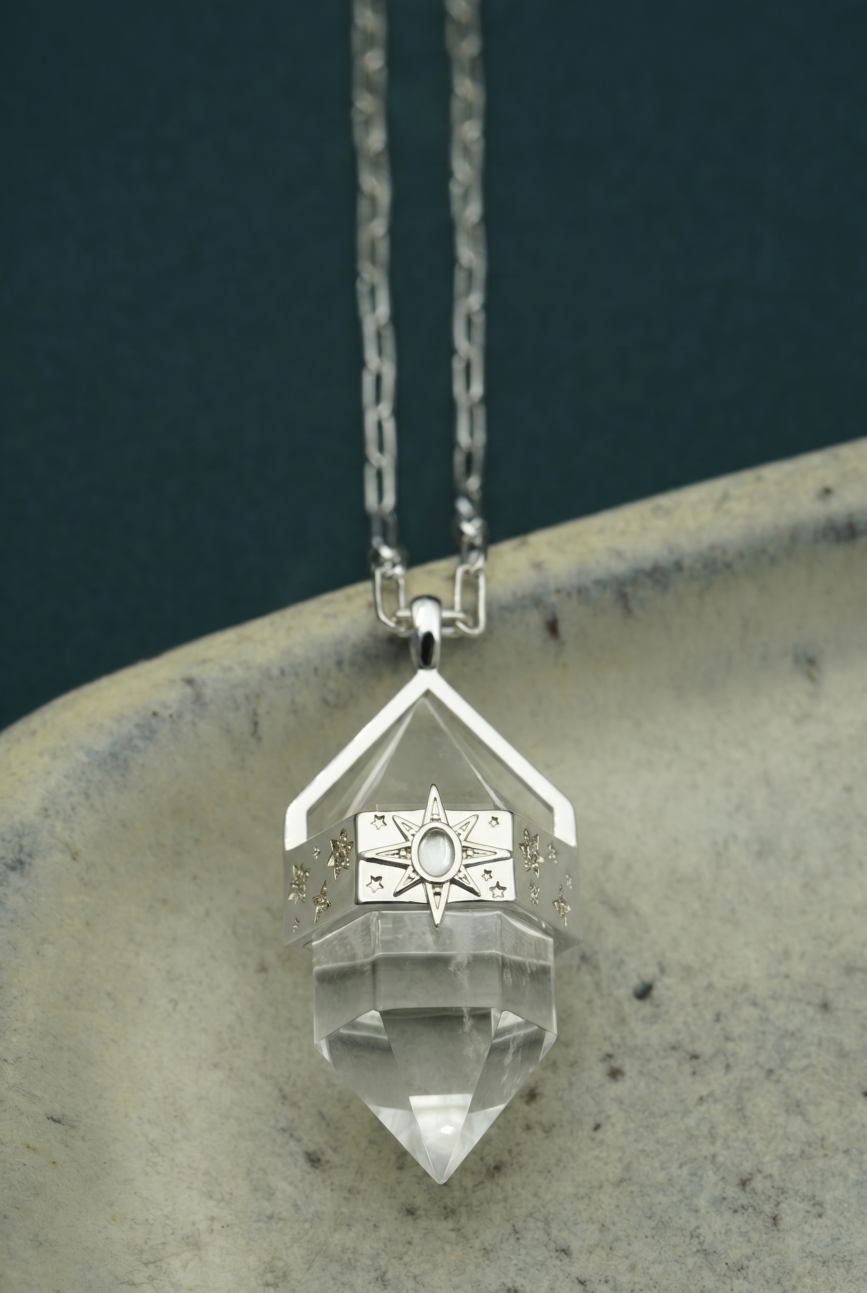 Matariki Clear Quartz Necklace - Silver