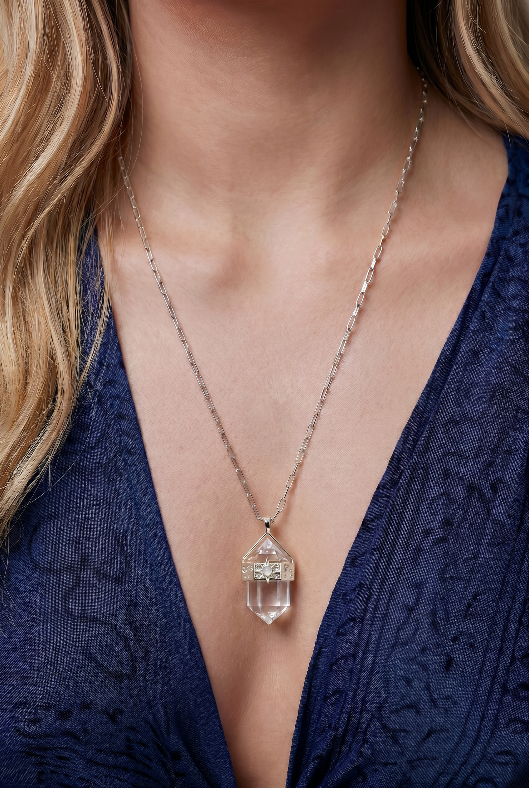 Matariki Clear Quartz Necklace - Silver