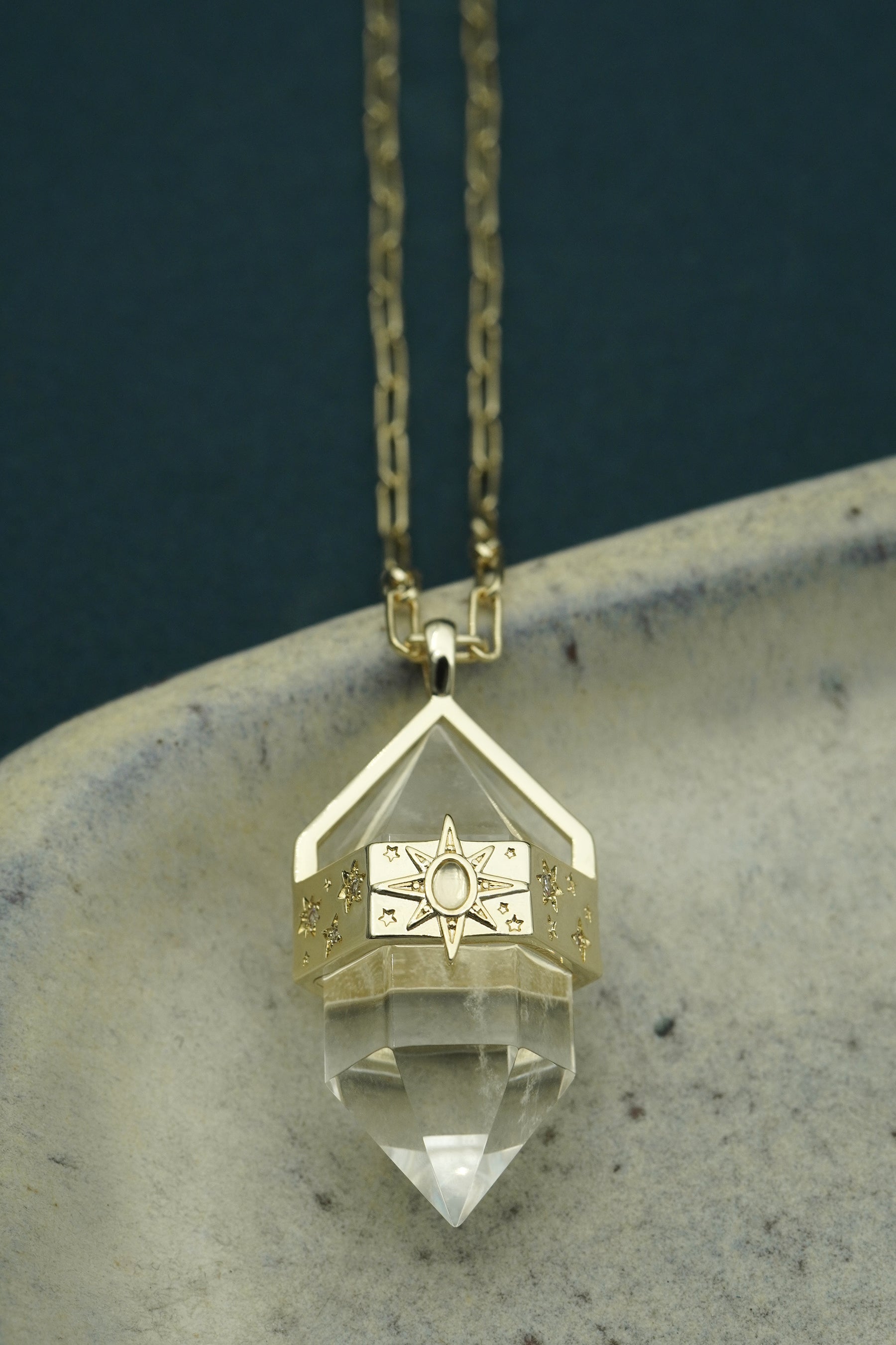 Matariki Clear Quartz Necklace - Gold