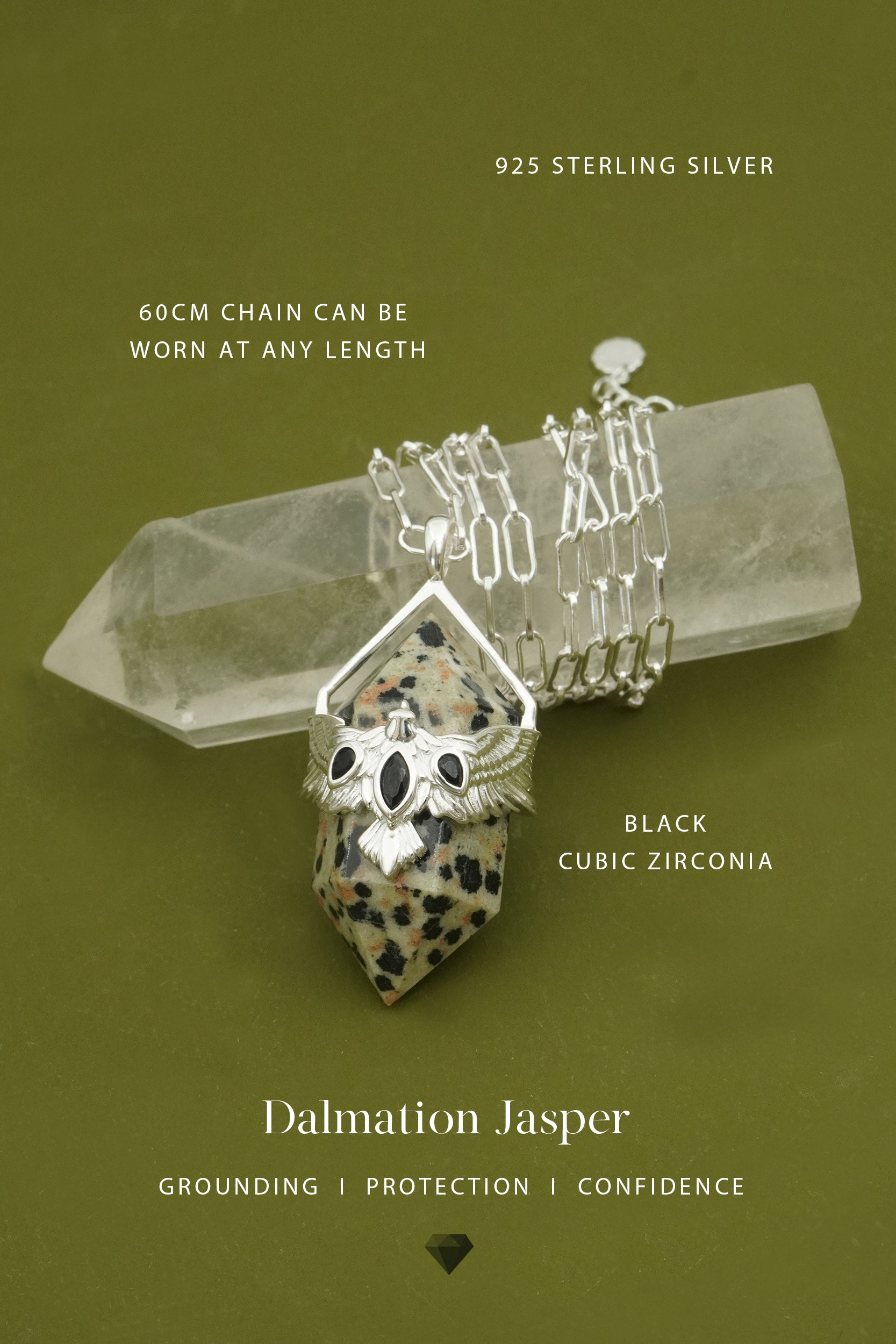 Dalmation Jasper Soar Necklace - Silver