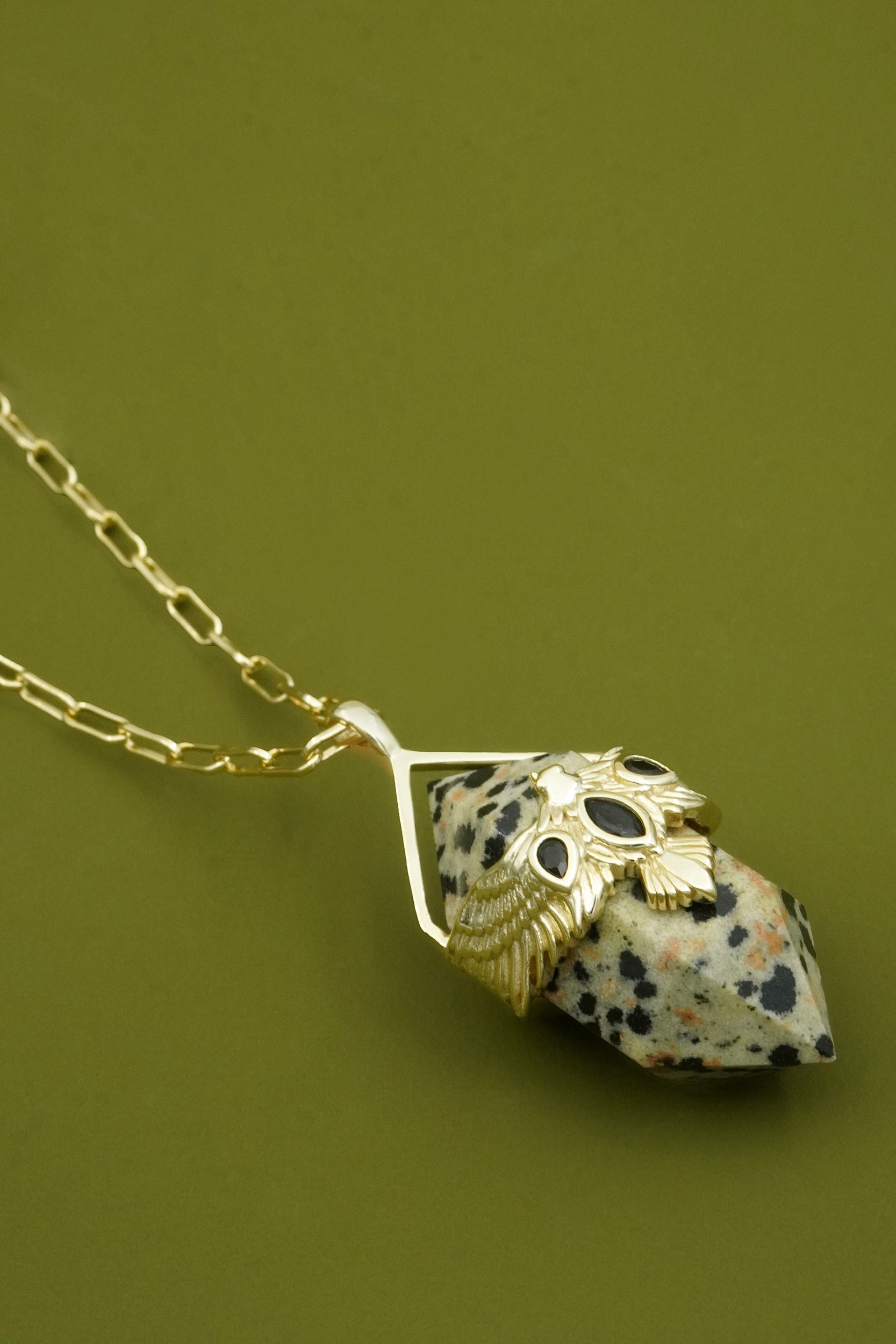 Dalmation Jasper Soar Necklace - Gold