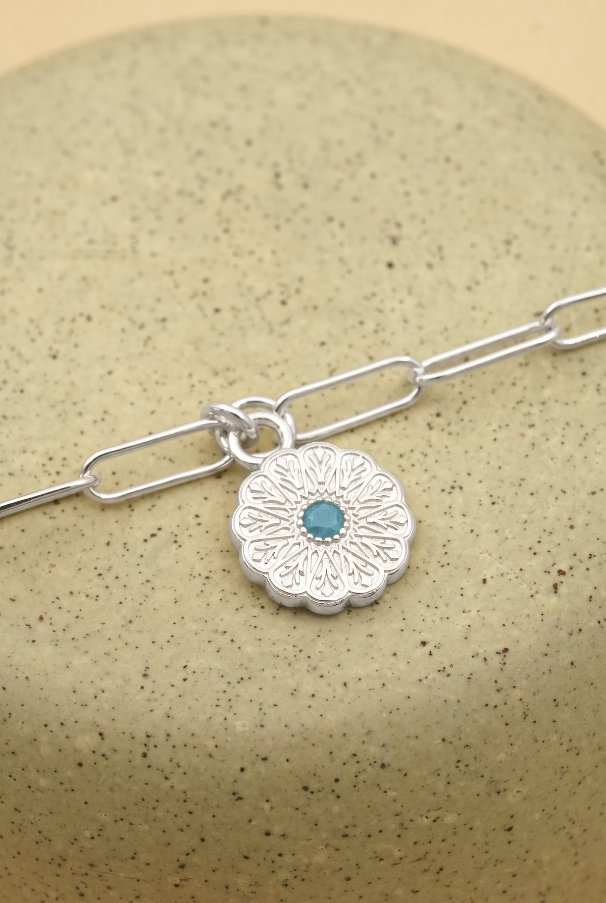 Silver Birthstone Bracelet - December/Turquoise