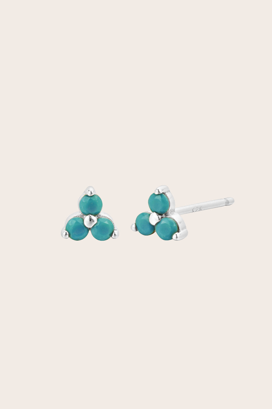 Silver Birthstone Studs - December/Turquoise