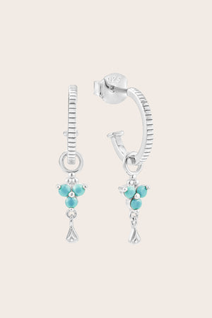 Silver Birthstone Hoops - December/Turquoise