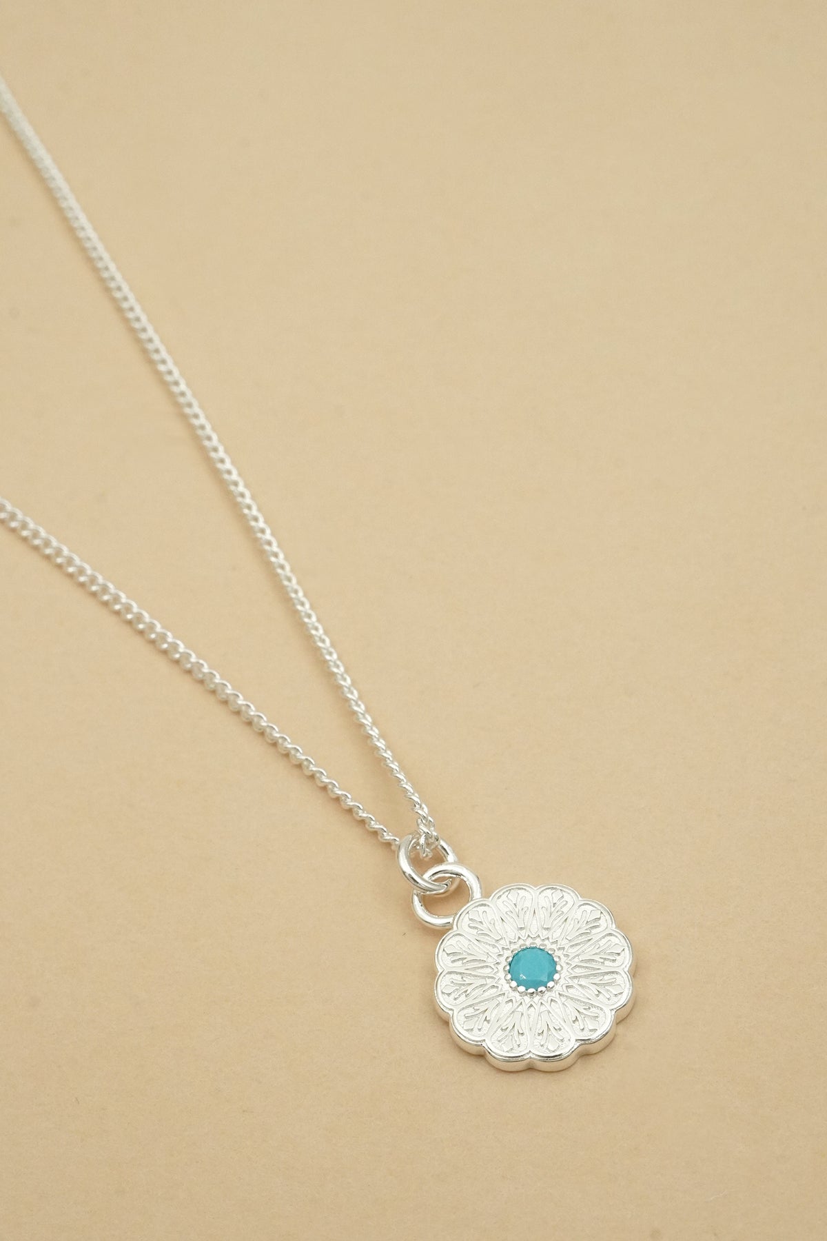 Silver Birthstone Necklace - December/Turquoise