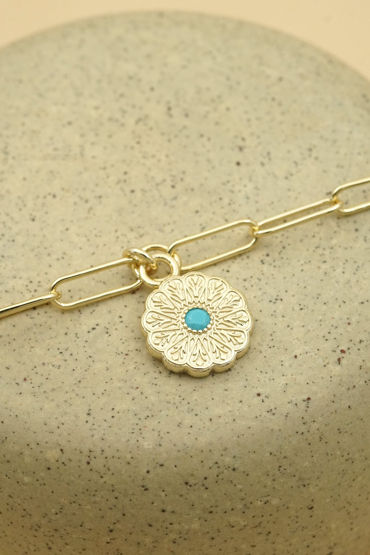 Gold Birthstone Bracelet - December/Turquoise