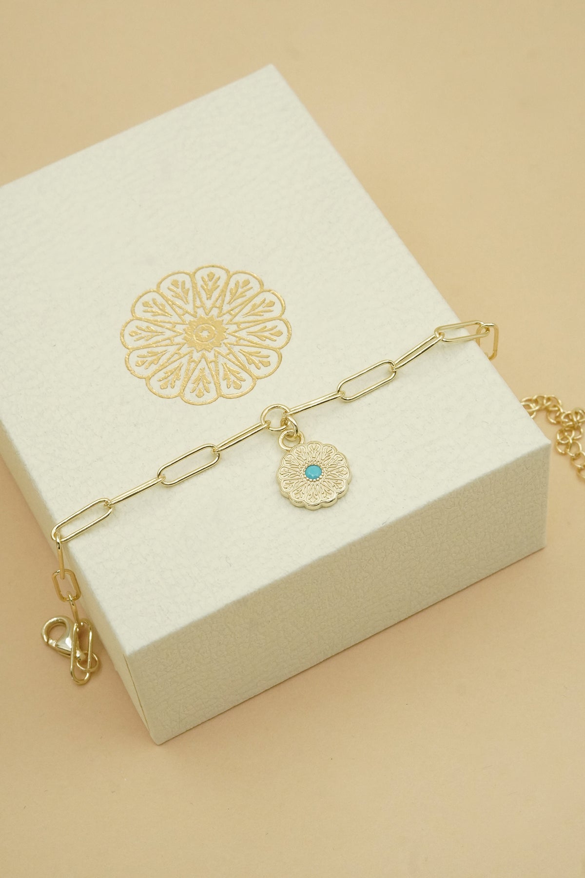 Gold Birthstone Bracelet - December/Turquoise